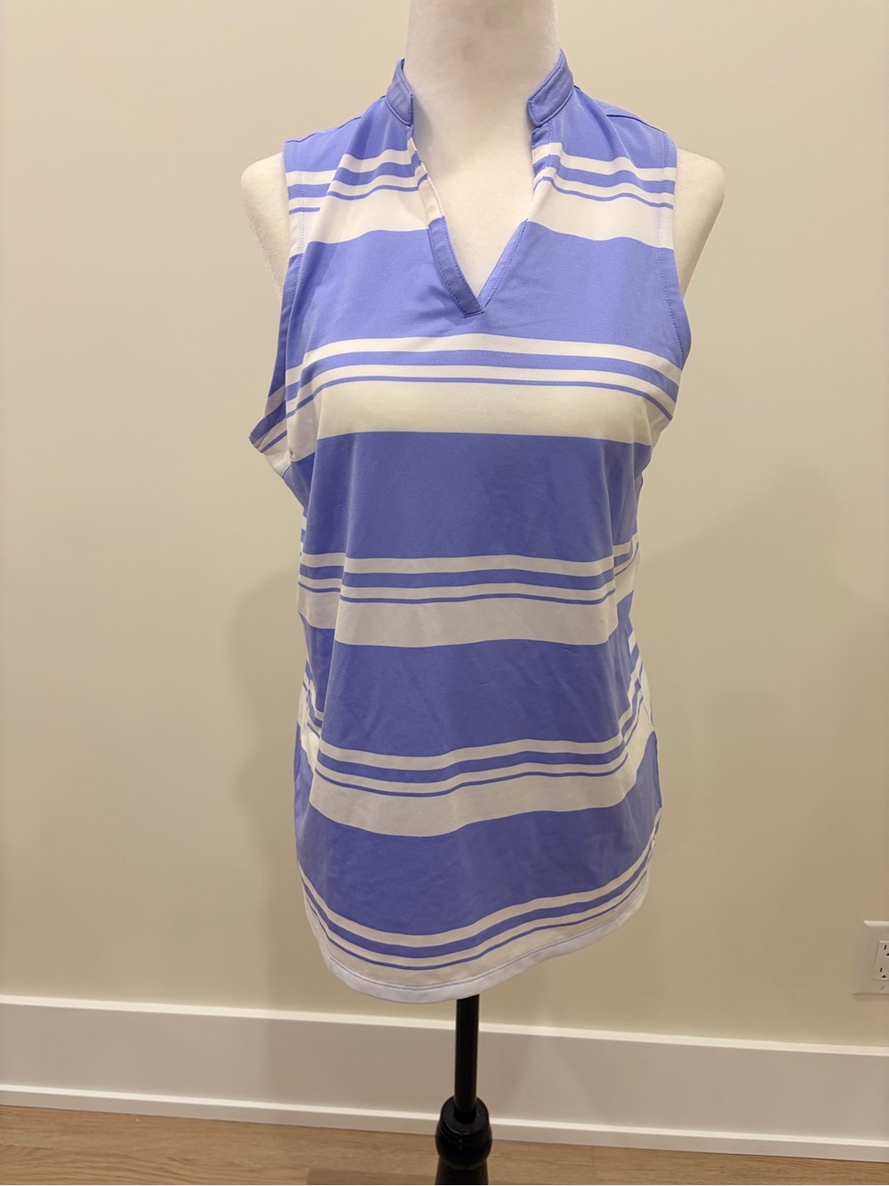 Puma Lavender and White Striped Sleeveless V-Neck Tank for Golf
